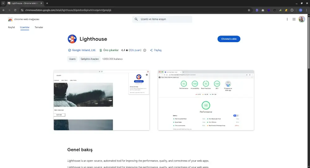 Lighthouse Chrome eklentisi